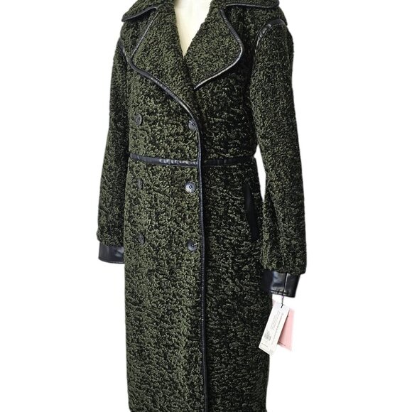 Anthropologie Avec Les Filles Tailored Sherpa Coat, Green, Plush, Size XXS - Picture 8 of 10